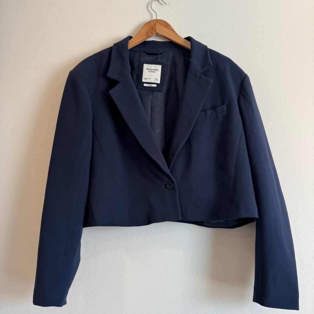 Abercrombie & Fitch Cropped One Button Blazer Chic Workwear XL - Picture 2 of 7